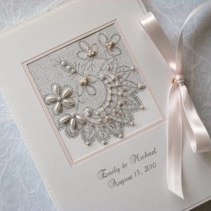 Personalized Wedding Photo Album Mother of the Bride and Groom Gift, Bridal Shower, Beaded Lace Design 5x7, 6x7.5