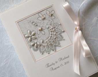 Personalized Wedding Photo Album Mother of the Bride and Groom Gift, Bridal Shower, Beaded Lace Design 5x7, 6x7.5