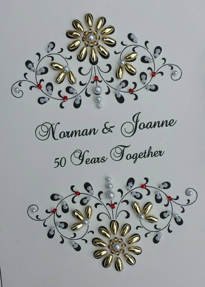 Personalized 5oth Wedding Anniversary Photo Album Gift Beaded Vintage Design 5x7 or 6x7.5 Brag Book image 2