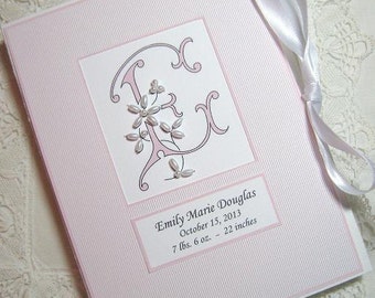 Baby Girl Personalized Monogram Photo Keepsake with Name and birth details - Baby Girl Monogram 5x7 or 6x7.5