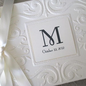 Monogram Wedding Guest Book, Guest book, Wedding Photo Album, Vintage inspired Guestbook, Ivory or White Guestbook, Personalized, image 2