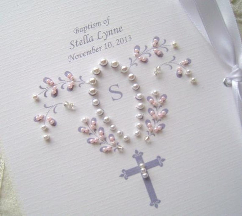 Personalized Baptism Baby Gift, Photo Album Christening, First Communion or Dedication Petite Beaded Photo Keepsake Heirloom 5x7, 6 x 7.5 image 4