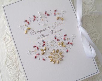 Personalized 5oth Wedding Anniversary Photo Album Gift  Beaded Vintage Design 5x7 or 6x7.5 Brag Book