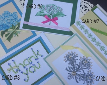 Collection of Hand-Sewn Beaded and Embellished Hand-made Blank Note Cards - You Pick your selection of 5 or 10 cards - We can Personalize