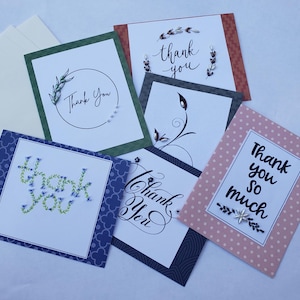 Thank you card collection, hand-made cards, greeting cards, personalized, 6 card set, thank you note cards, beading, cards with envelopes