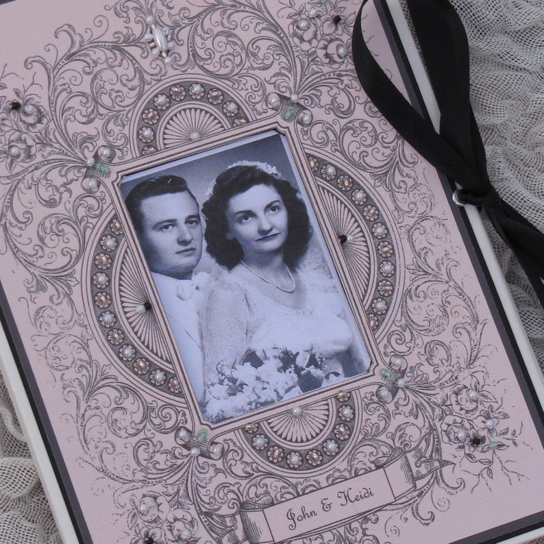 Anniversary Album, Vintage, Wedding Photo Album, Parents of the Bride Gift, Personalized Gift, Brag Book, heirloom, Photo album, 5x7, 4x6 image 3