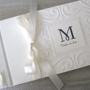 Monogram Wedding Guest Book, Guest book,  Wedding Photo Album, Vintage inspired Guestbook, Ivory or White Guestbook,  Personalized,