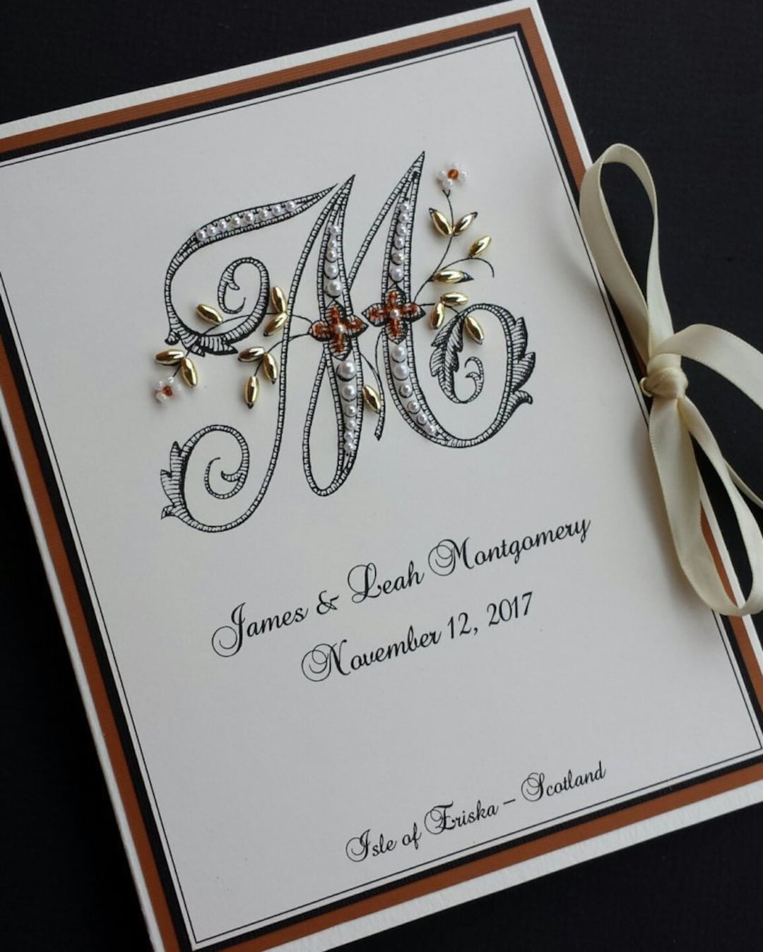 Monogram Wedding Photo Album, Personalized Photo Book, 5x7