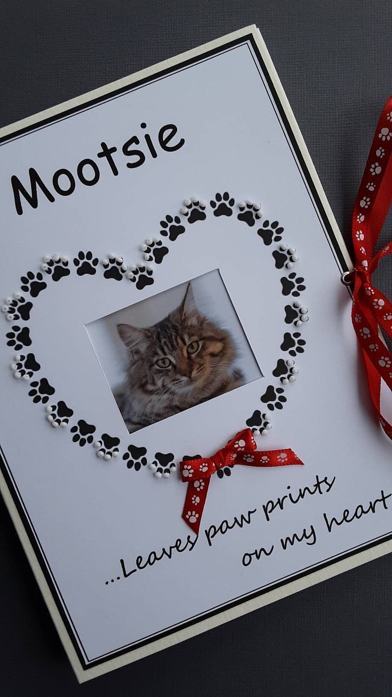 Personalized Pet Keepsake Photo Album, Animal Lovers, Pet Adoption, New Pet, Pet Memorial Gift, Dog, Cat, Hand-Beaded Heart Paw Prints image 4