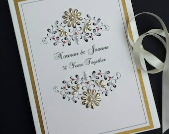 Personalized 5oth Wedding Anniversary Photo Album Gift  Beaded Vintage Design 5x7 or 6x7.5 Brag Book