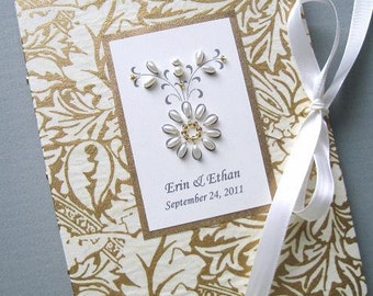 Wedding Photo Album Mother of the Bride Git, Mother of the Groom Gift - Personalized Gold and Ivory Ornate Petite 5x7, 6x7.5