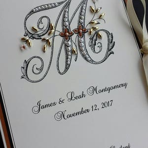 Monogram Wedding Photo Album, Personalized Photo Book, 5x7 Photos, Hand-Beaded, Petite Photo Book, Customized Album, Anniversary Keepsake image 2