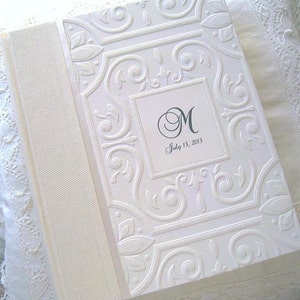 White & Ivory Monogram Wedding Photo Album