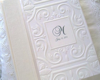 White & Ivory Monogram Wedding Photo Album