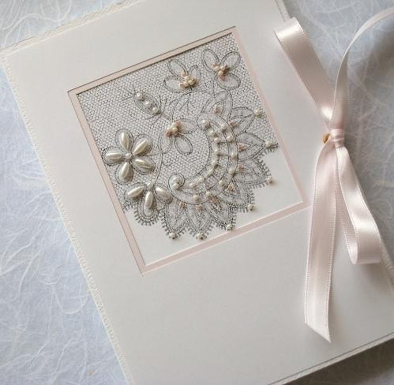 Personalized Wedding Photo Album Mother of the Bride and Groom Gift, Bridal Shower, Beaded Lace Design 5x7, 6x7.5 image 3