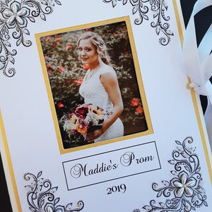 Personalized gold Wedding Photo Album, Anniversary, Mother of Bride gift, Photo Album, 5x7, 4x6, Quinceanera, School Events, Dance, Prom, image 1