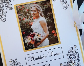 Personalized gold Wedding Photo Album,  Anniversary, Mother of Bride gift, Photo Album, 5x7, 4x6, Quinceanera, School Events, Dance, Prom,