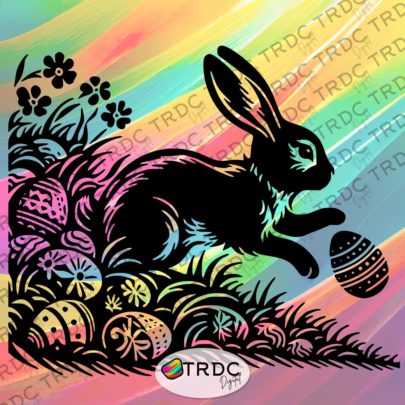 Bunny With Easter Eggs SVG - Cricut, Silhouette Vinyl Digital Files ...