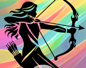 Archery Girl Stylised SVG - Cricut, Silhouette Vinyl Digital Files, Sport SVG, Digital File, Archery SVG