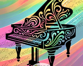 Vleugel SVG - ingewikkeld wieden, Cricut, silhouet, digitale bestanden, gestileerde SVG, muziek SVG, instrument svg, muziekliefhebber, piano svg