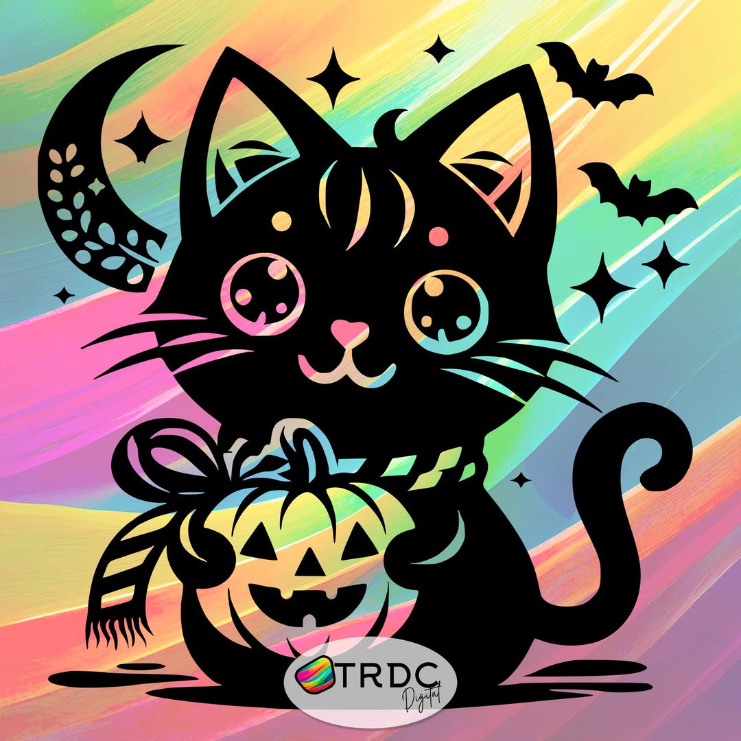 Cute Halloween Cat SVG - Cricut, Silhouette Vinyl, Digital Files ...