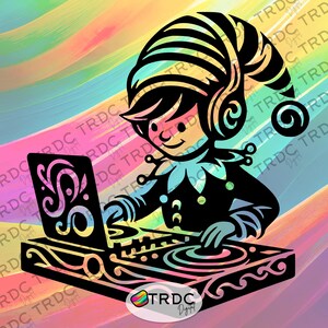 Elf DJ SVG - Kompliziertes Jäten, Cricut, Silhouette, digitale Dateien, stilisierte SVG, Musik svg, Musikliebhaber, Weihnachtssvg, Elf svg