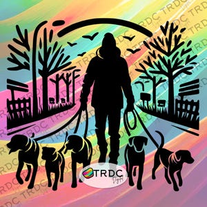 Dog Walker Silhouette SVG - Intricate Weeding, Cricut, Silhouette, Digital Files, Stylised SVG, Dog SVG, Dog Walker, Dog Walking svg