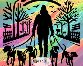 Dog Walker Silhouette SVG - Intricate Weeding, Cricut, Silhouette, Digital Files, Stylised SVG, Dog SVG, Dog Walker, Dog Walking svg