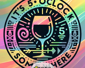 It&#39;s 5 O&#39;Clock Somewhere Wine Glass SVG - Intricate Weeding, Cricut, Silhouette Vinyl Digital Files