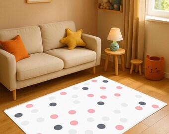 Speckled Polka Dot Ultra Soft Rug for Kids Room, Washable Soft Rug, Nursery Rug, Non-slip Kids Rug, Kids Area Rug, Child's Room Rug
