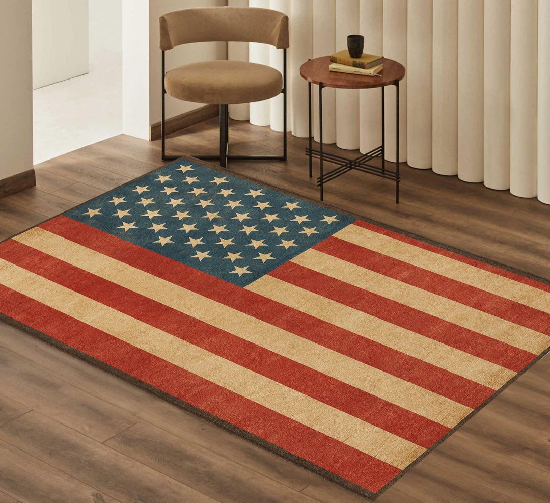 Democrat Rug American Flag Rug: Vintage Patriotic Style (various Sizes Available) - Etsy