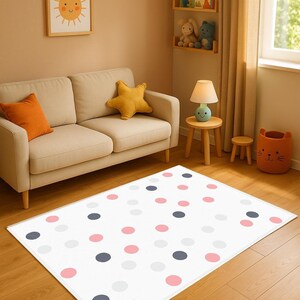 Alfombra de lunares moteados: Decoración para la habitación infantil (Suave, antideslizante)