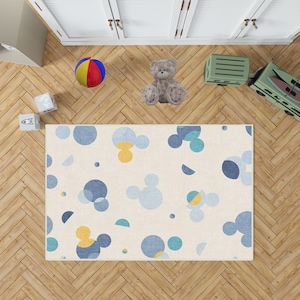 Mickey Mouse Pattern Kids Rug: Non-Slip Baby Room Decor