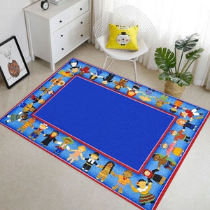 Kinderzimmerteppich, waschbarer rutschfester Kinderteppich, Kinder, der die Hände gemustert hat, Kinderzimmerteppich, Spielmatte, Teppich