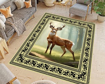 鹿のデザイン ヴィンテージ ラグ vintageラグ カーペット オーナメント プレゼント クリスマス 2008