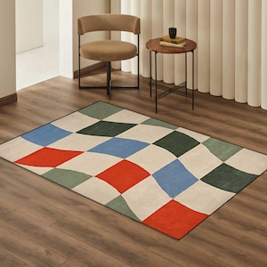 Mid-Century Modern Abstract Rug: Geometric Art Design
