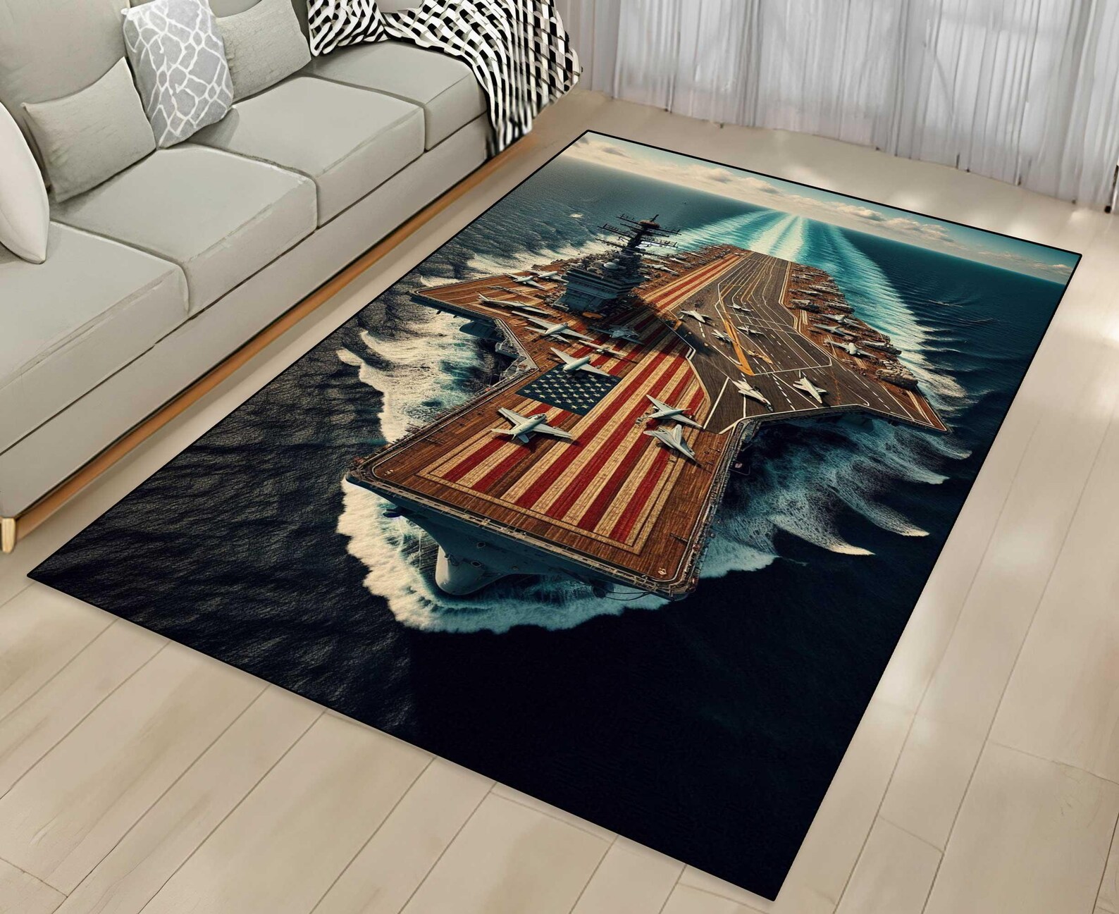 Millitary Rugs Vintage Military Rug - Jeep and Aircraft Print, Non-slip Mat - Etsy