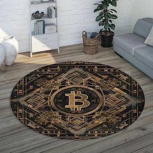 3D Bitcoin Rug: Non-Slip Office Floor Mat