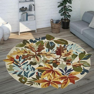 Bloemendecortapijt, rond vloerkleed bloemen, rond tapijt, bloementapijt, vloerkleed slaapkamer, woonkamertapijt, vloerkleed Arae, woondecoratietapijt, cadeau voor thuis