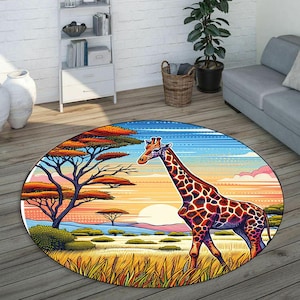 Giraffe Safari Rug: 3D Jungle Animals, Ultra Soft Play Mat