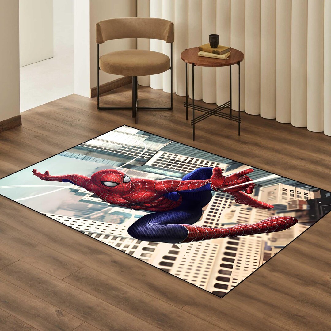 Spiderman Rug: 3D Cartoon Design, Machine Washable for Kids - Etsy