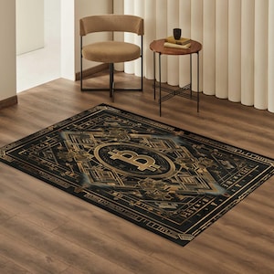 3D Bitcoin Area Rug: Modern Non-Slip Floor Mat