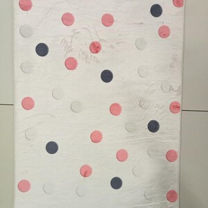 Gesprenkelter Polka-Dot-Ultra-Soft-Teppich für Kinderzimmer, Waschbarer Weicher Teppich, Kinderzimmerteppich, rutschfester Kinderteppich