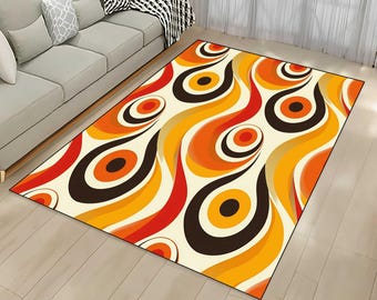 Geometric Patio Rug: Retro Mid Century Style (Weatherproof, Various Sizes)