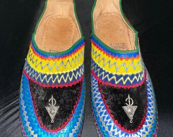 Zapatilla bereber marroquí Babouche cuero hecho a mano zapato tradicional talla 40