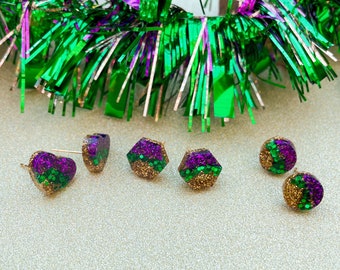 Mardi Gras Stud Earrings