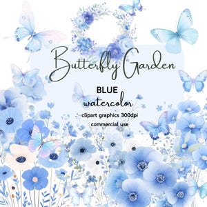Schmetterling Garten Clipart, Schmetterling Clipart, Blumen Clipart, PNG Datei, 300 DPI, digitaler Download, kommerzielle Nutzung, Junk Journaling