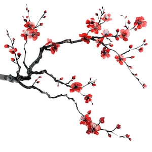 12 Rote Sakura Clipart, Sakura Zweig, Kirschblüte, Aquarell, Digitaler Download, kommerzielle Nutzung, Junk Journaling