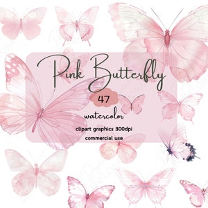 Clipart farfalla rosa, acquerello farfalla, rosa, file PNG, 300 DPI, download digitale, uso commerciale, diario spazzatura