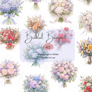 Clip art di bouquet da sposa, rosa antico, bouquet di fiori, cespuglio di fiori, matrimonio, acquerello, 300 dpi, file PNG, uso commerciale, diario di posta indesiderata